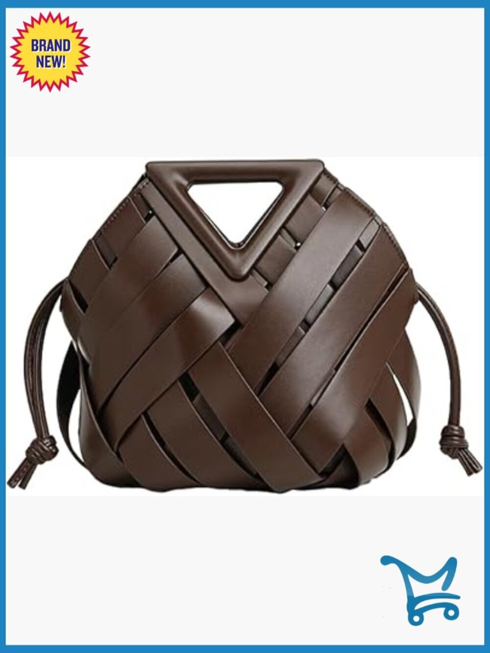 Woven Vegan Leather Crossbody Shoulder Bag Hobo Bucket Purse